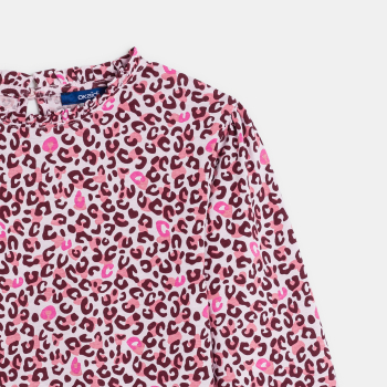 تيشيرت وردي اللون، عليه صورة الفهد، للطفلة الصغيرة